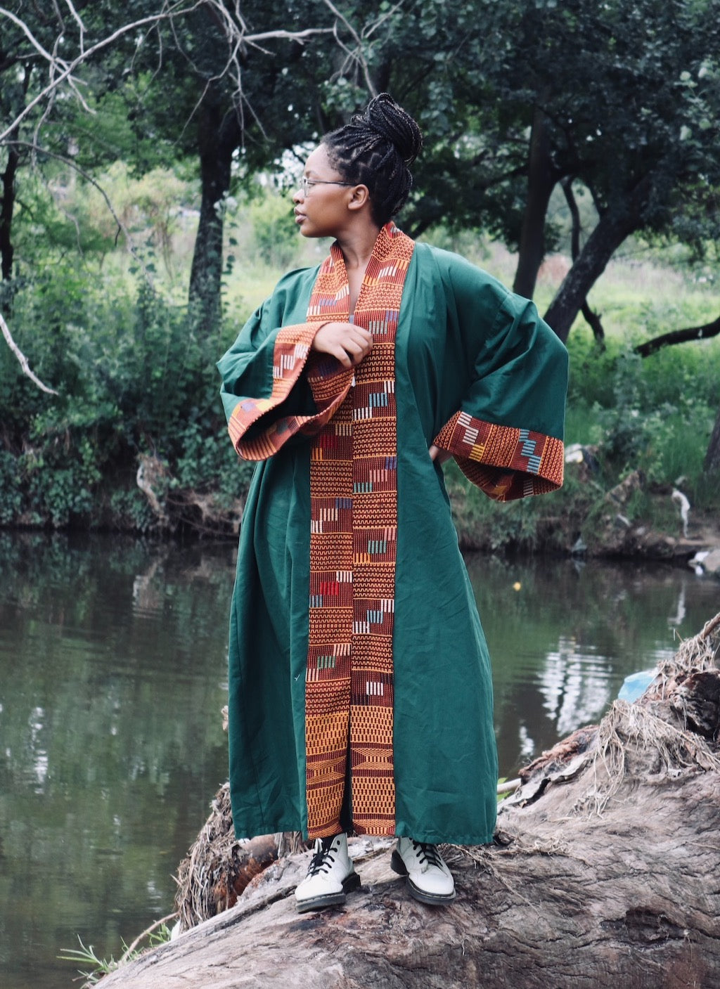 Deep Green Kente Loeto Kimono