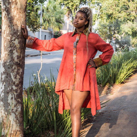 Red-Orange Shirt Dress