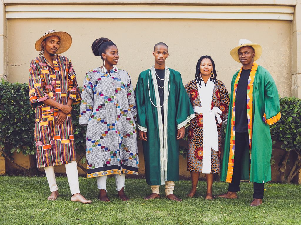 Yellow Kente Trimmed Loeto Kimono